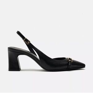 Zara block sling back heels